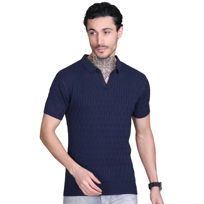 Knitted Polo T-Shirts for Men Navy Color