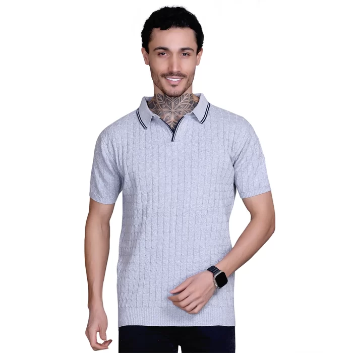 Men's Polo Flat Knit Grey Color